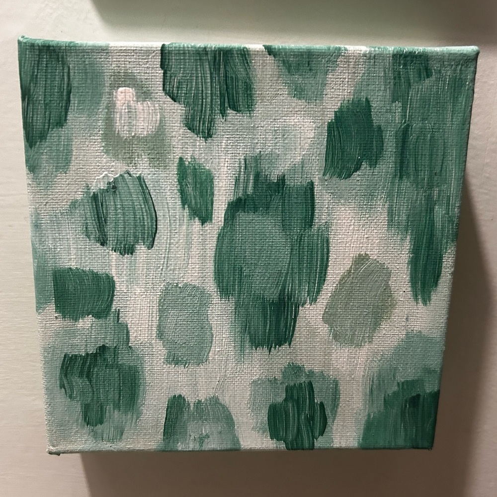Green moss leopard painting 5x5x2